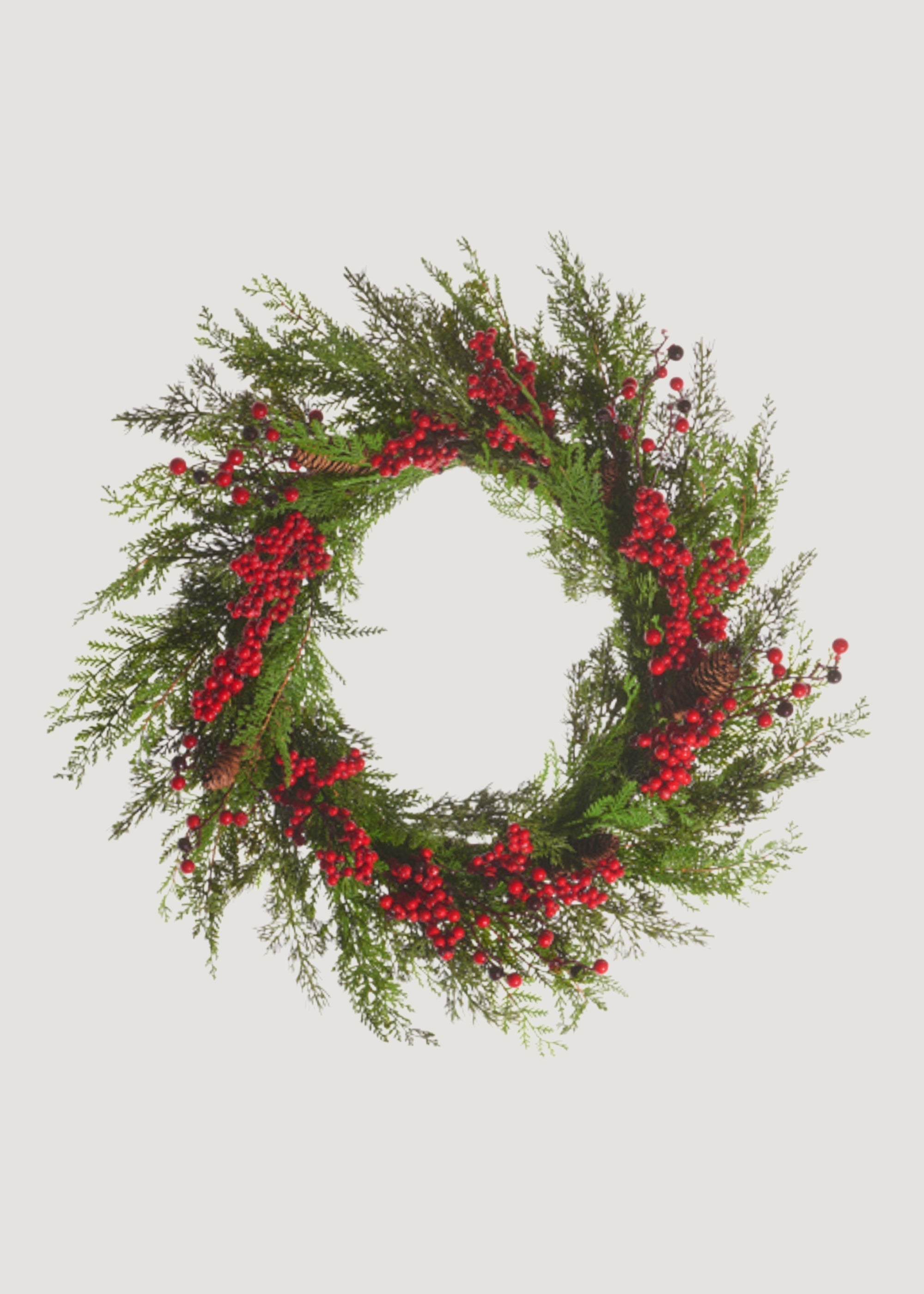 Red Artificial Pine Wreath for Vase Styling