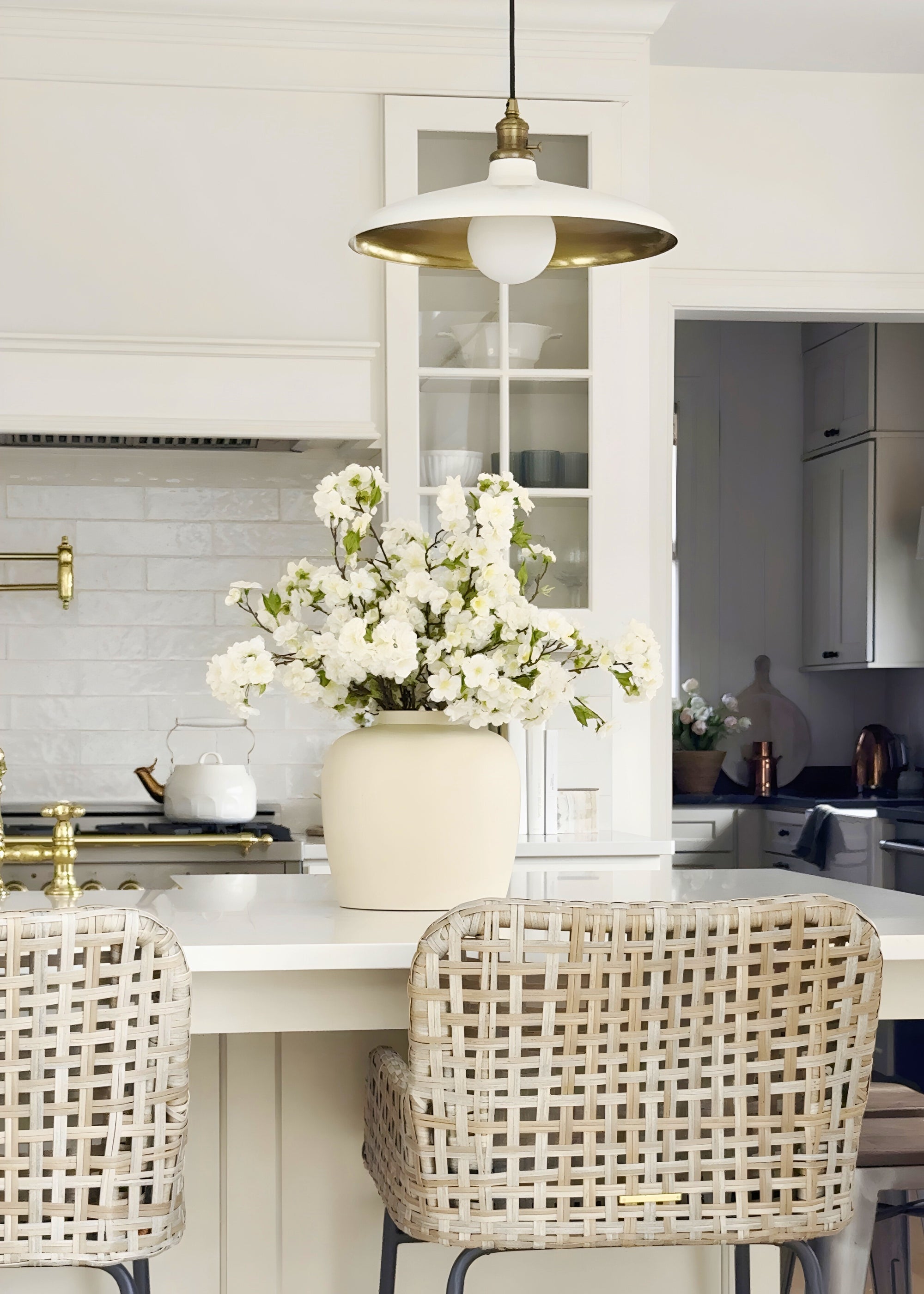 Cream Artificial Cherry Blossom Pick for Home Decor