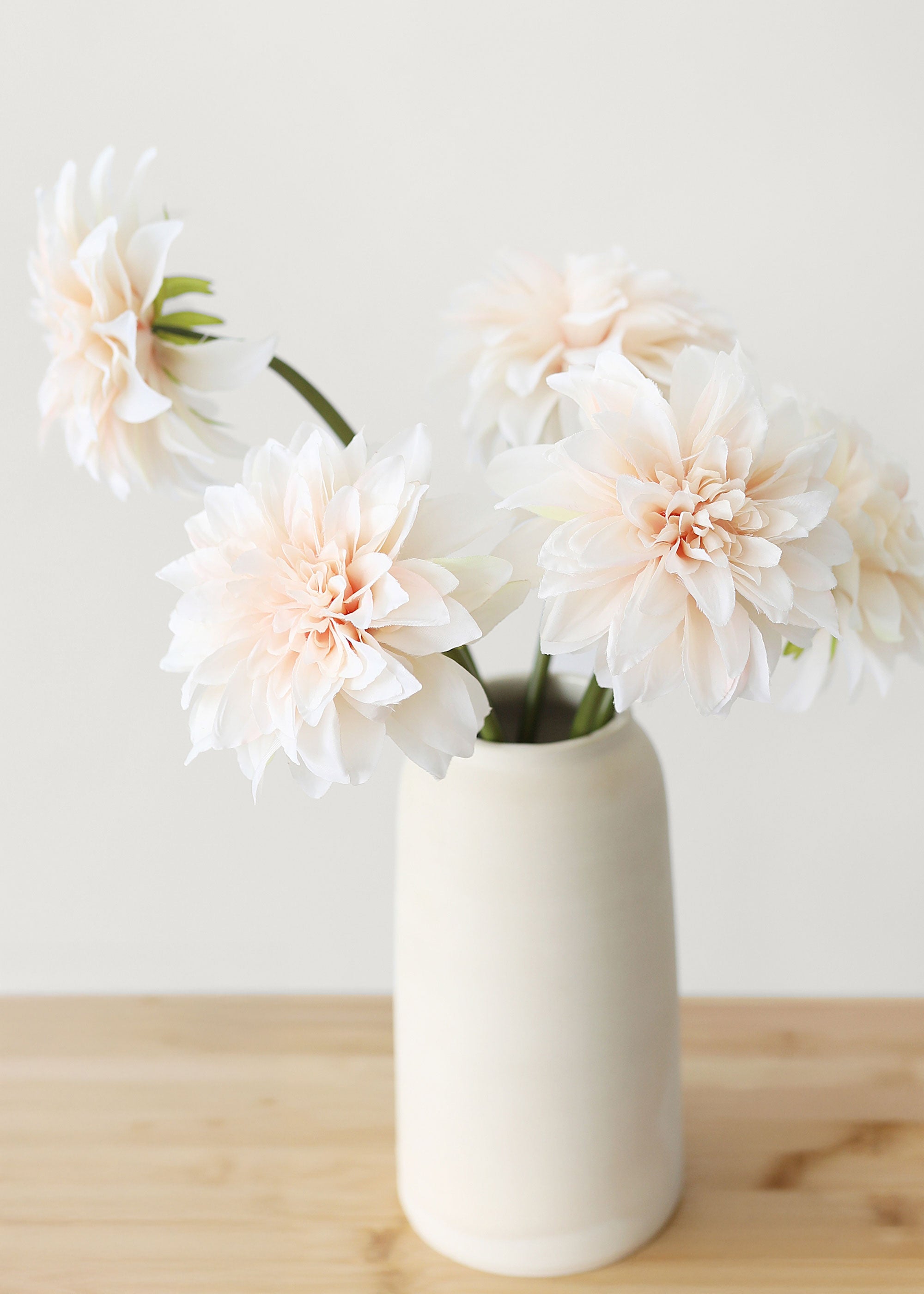 Blush Peach Silk Artificial Dahlia Stem for Home Decor