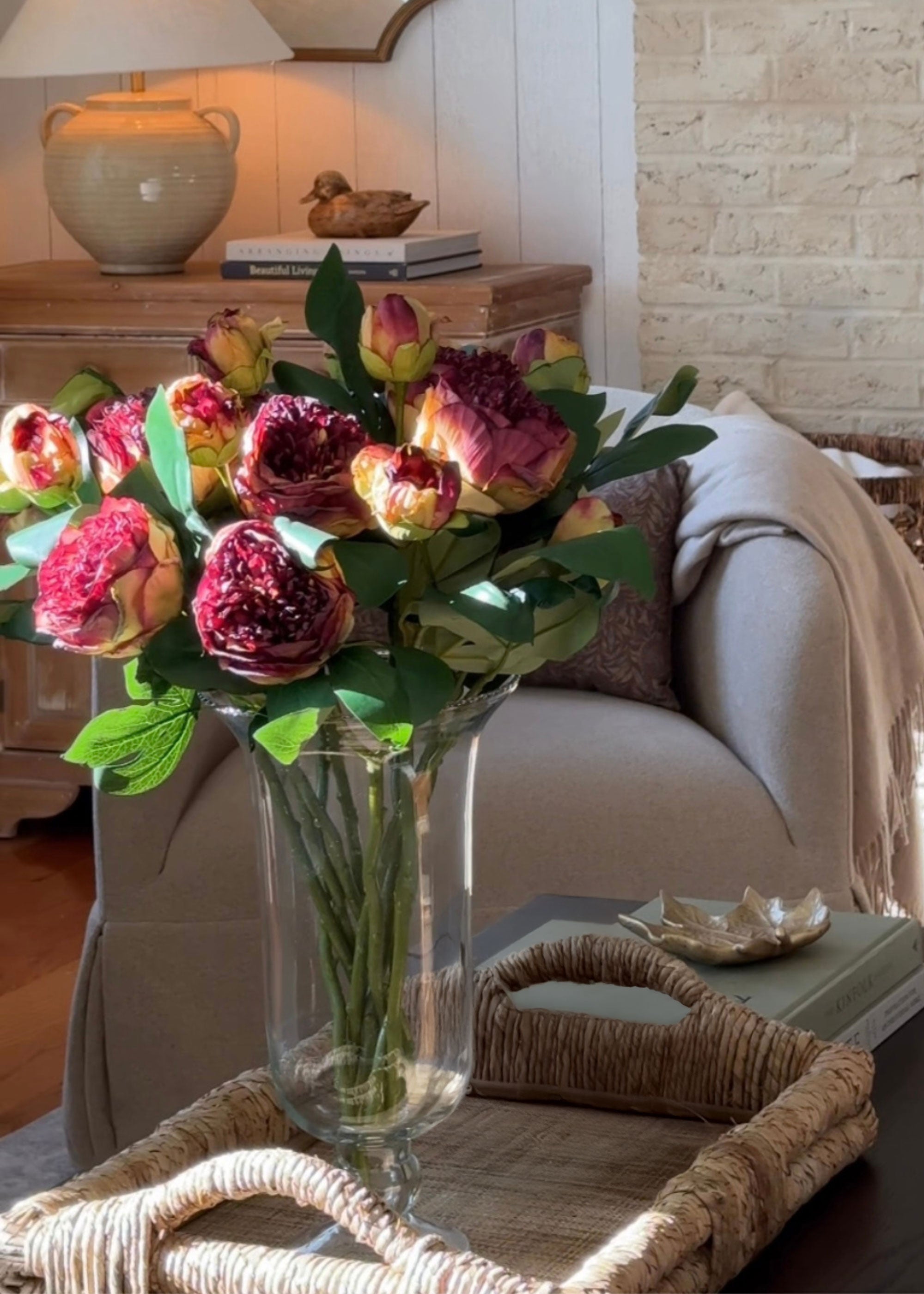 Burgundy Artificial Peony Stem for Home Decor