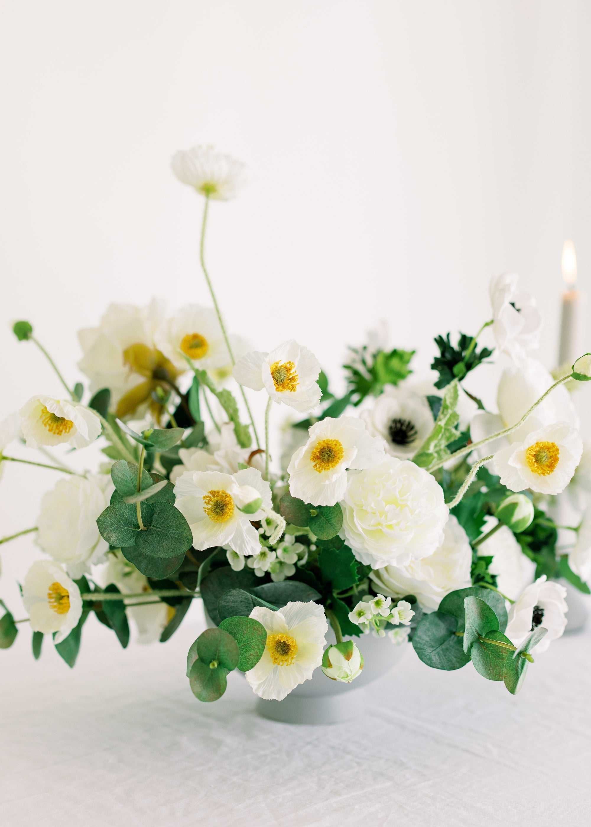 White Artificial Ranunculus Stem for Home Decor