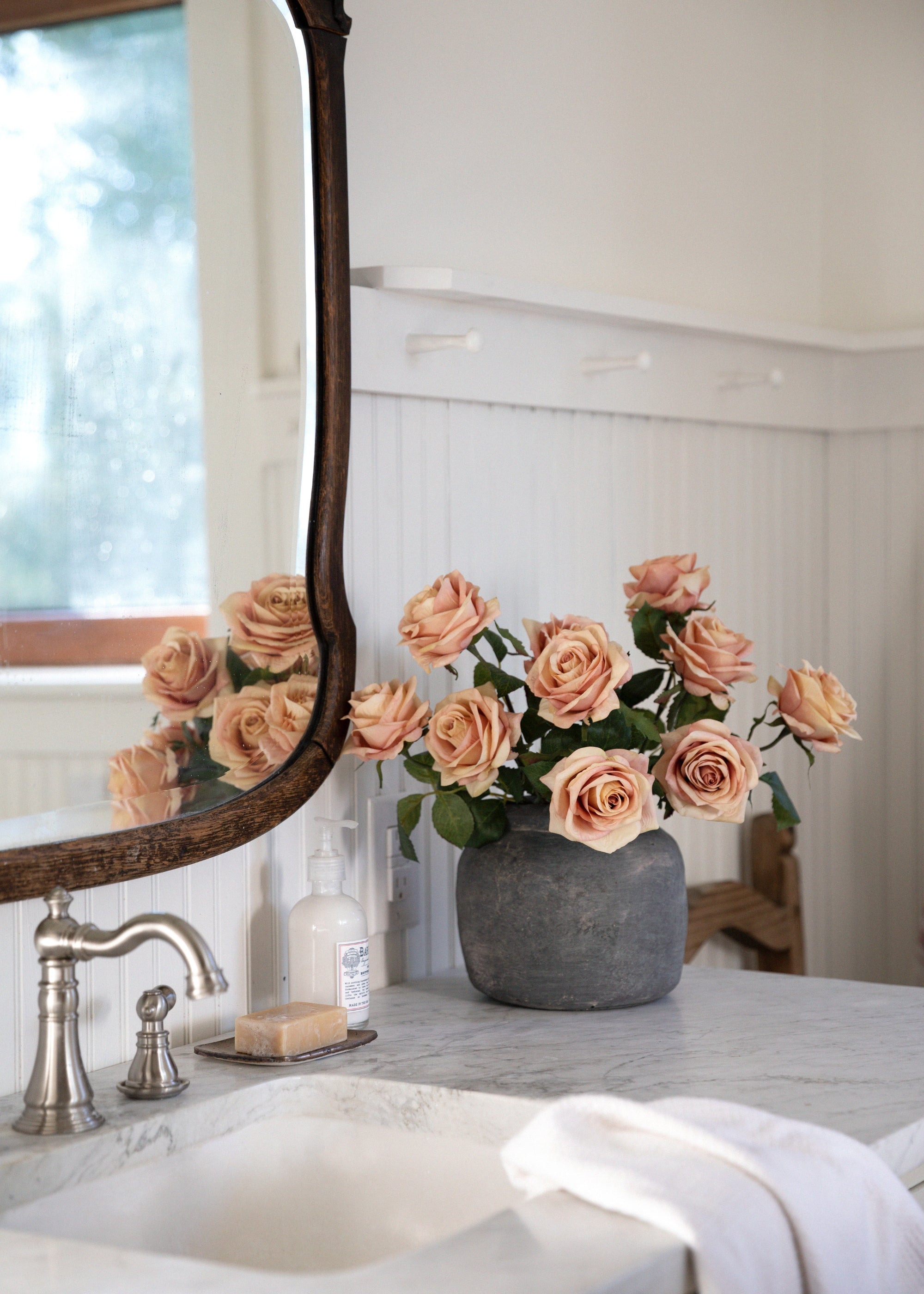 Pink Silk Artificial Rose Stem for Table Centerpiece