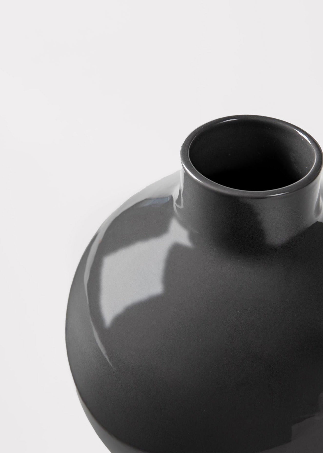 Glossy ceramic vase for shelf and tabletop arrangements