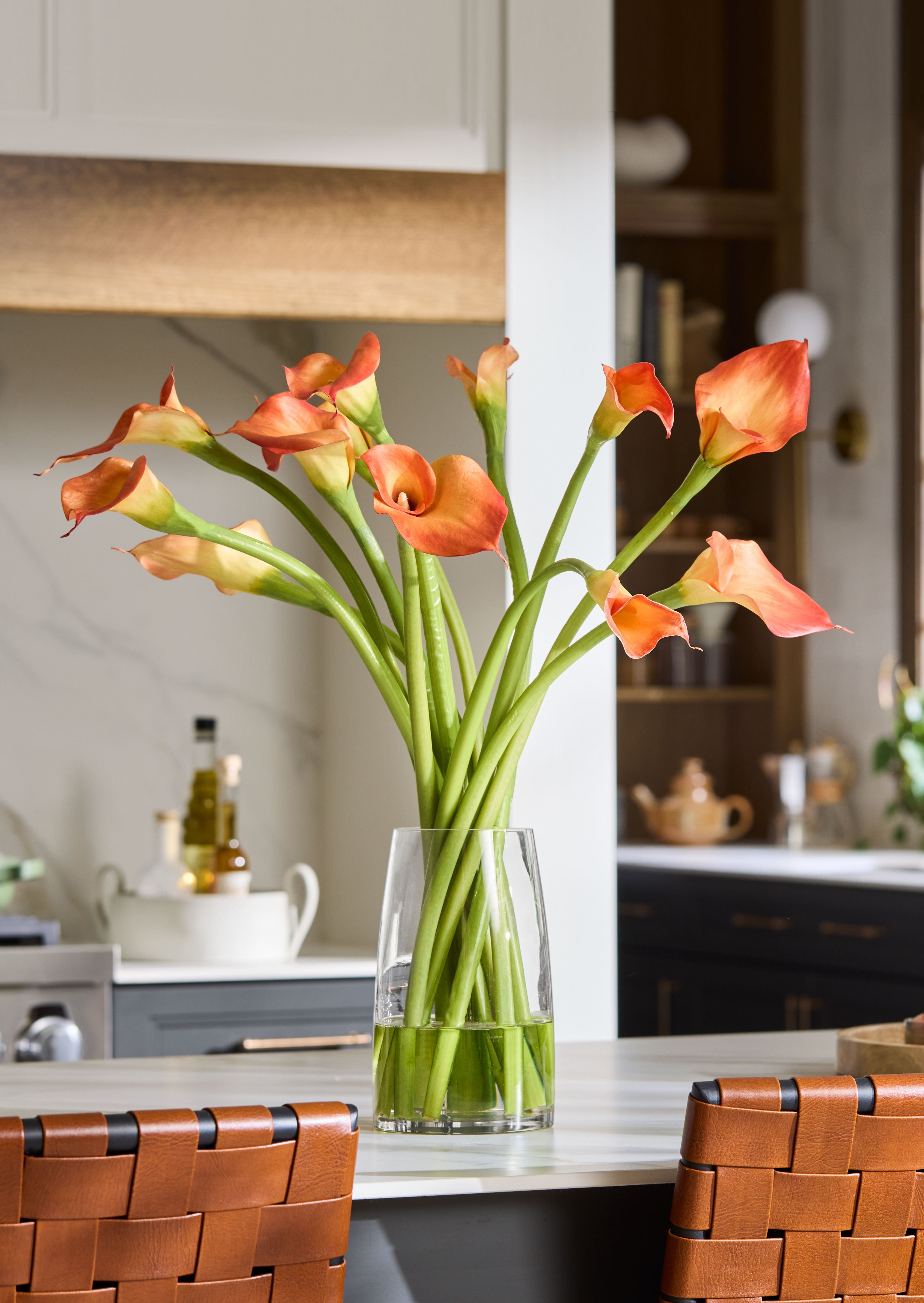 Orange Artificial Calla Lily Arrangement for Home Decor