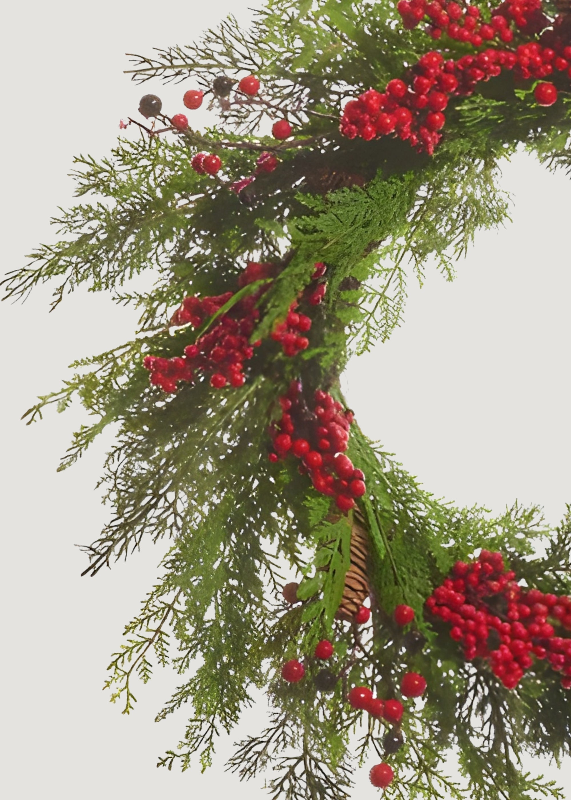 Red Artificial Pine Wreath for Home Decor