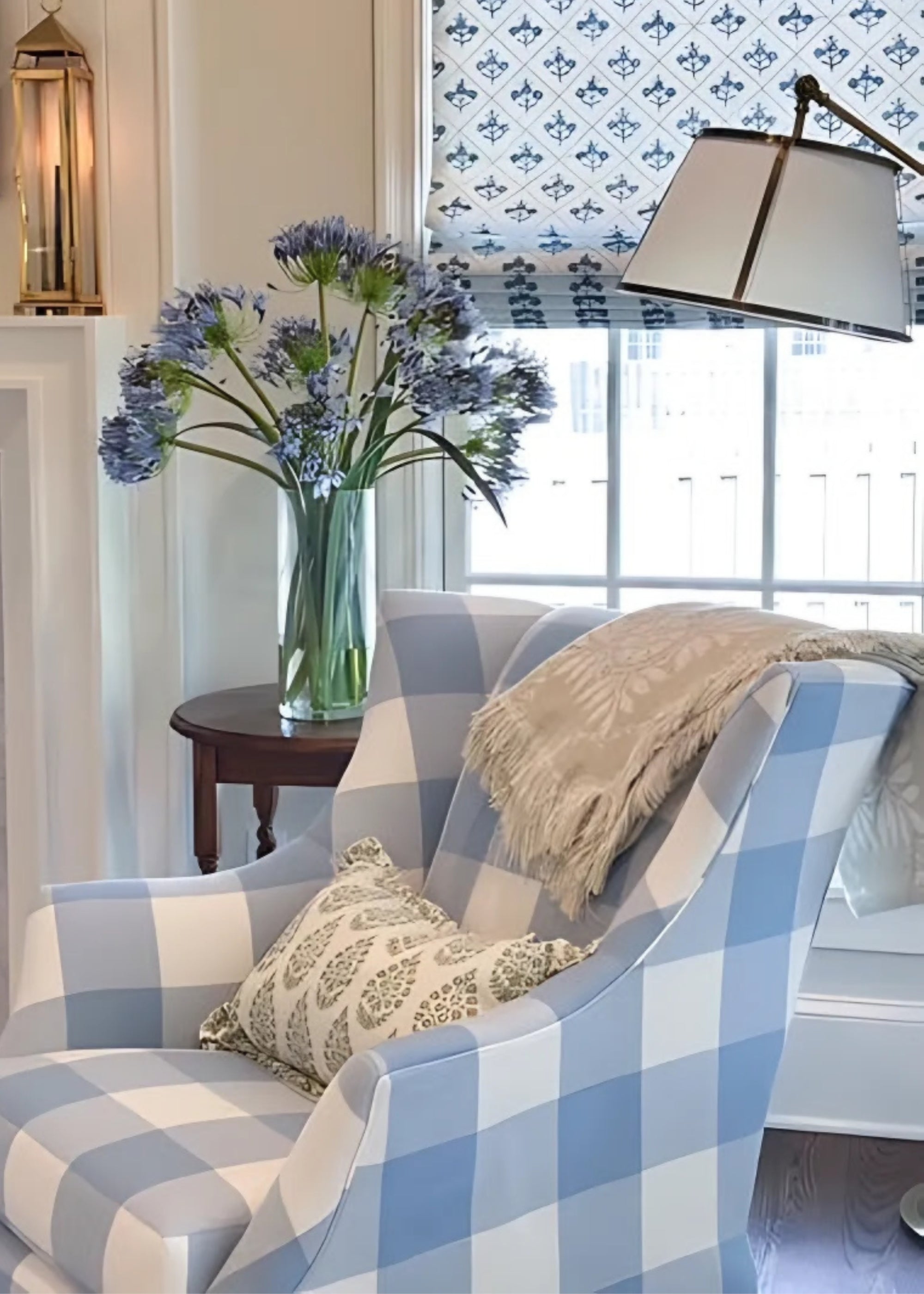 Blue Artificial Agapanthus Arrangement for Shelf Styling