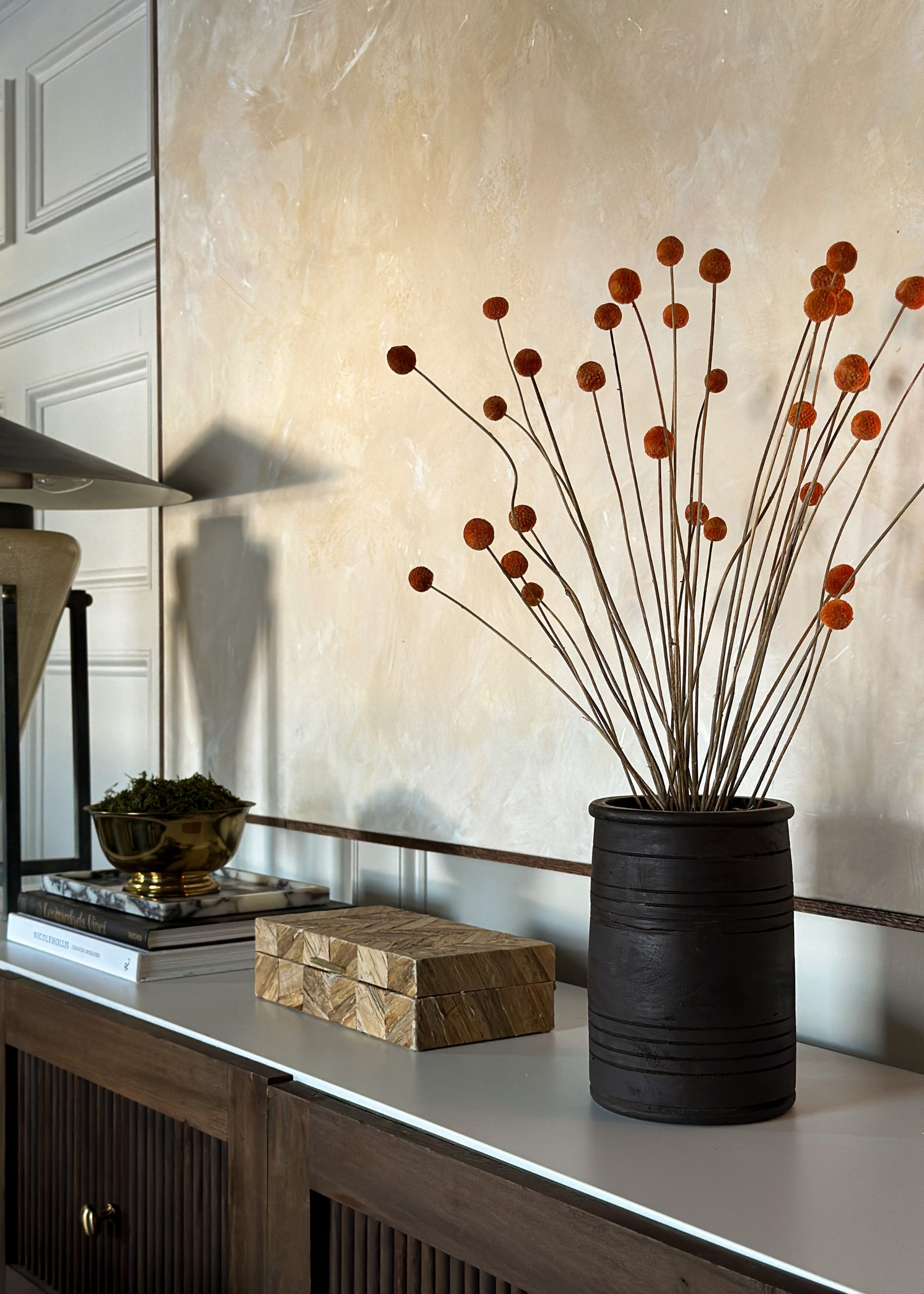 Orange Dried Billy Button Bundle Stems for Home Decor