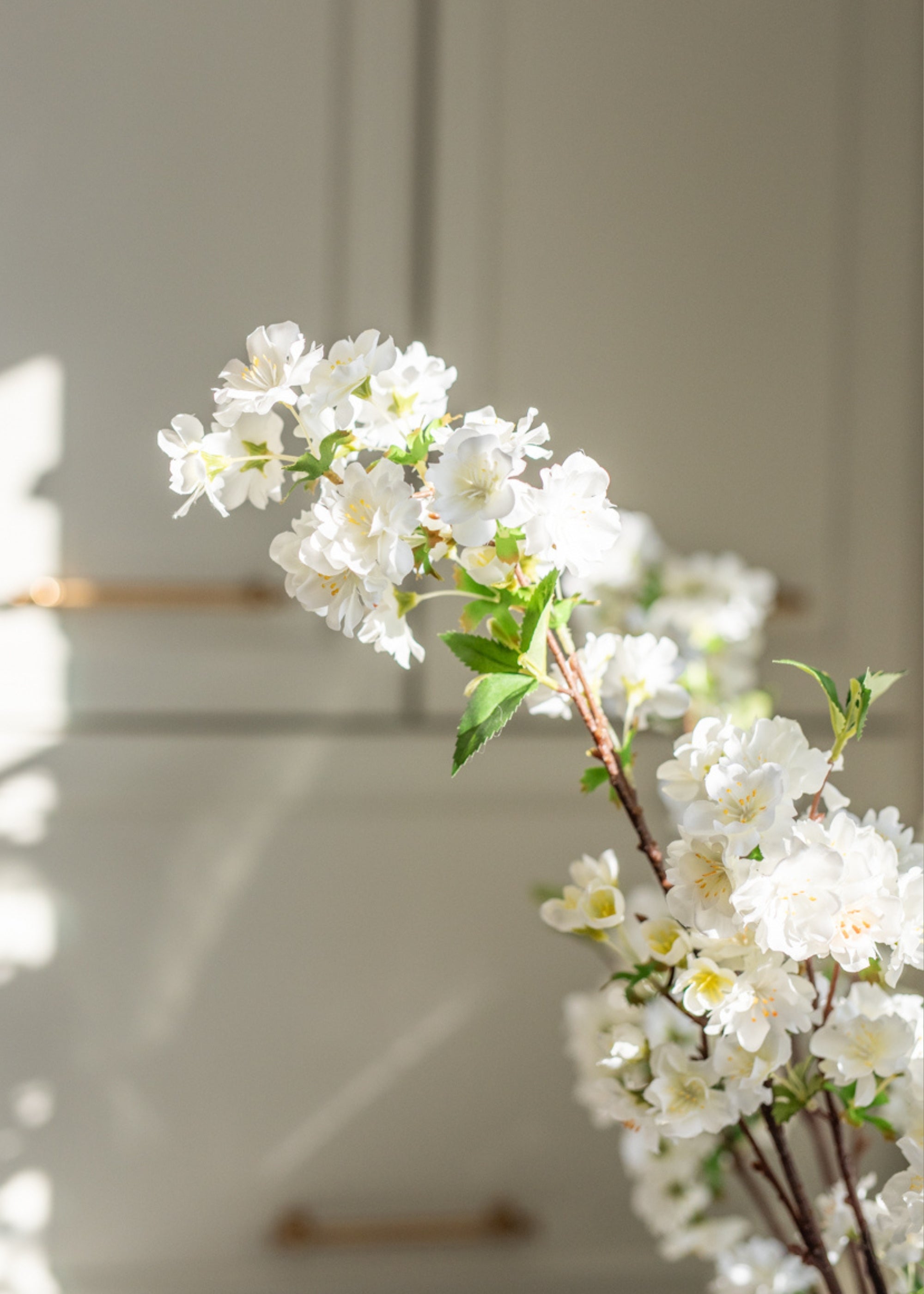 Cream Artificial Cherry Blossom Branch for Home Decor