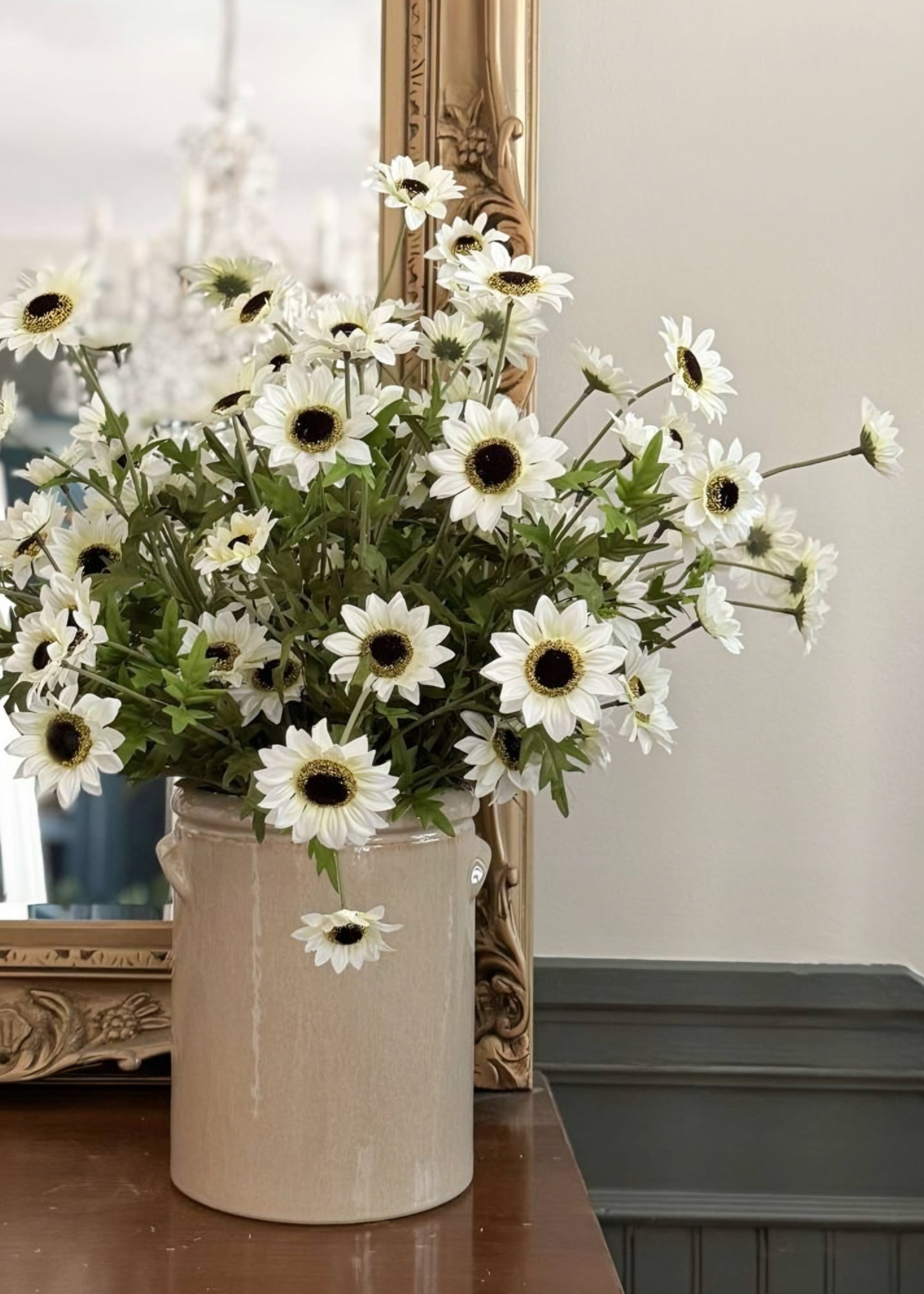 White Artificial Black Eyed Susan Wildflower Bush for Home Decor