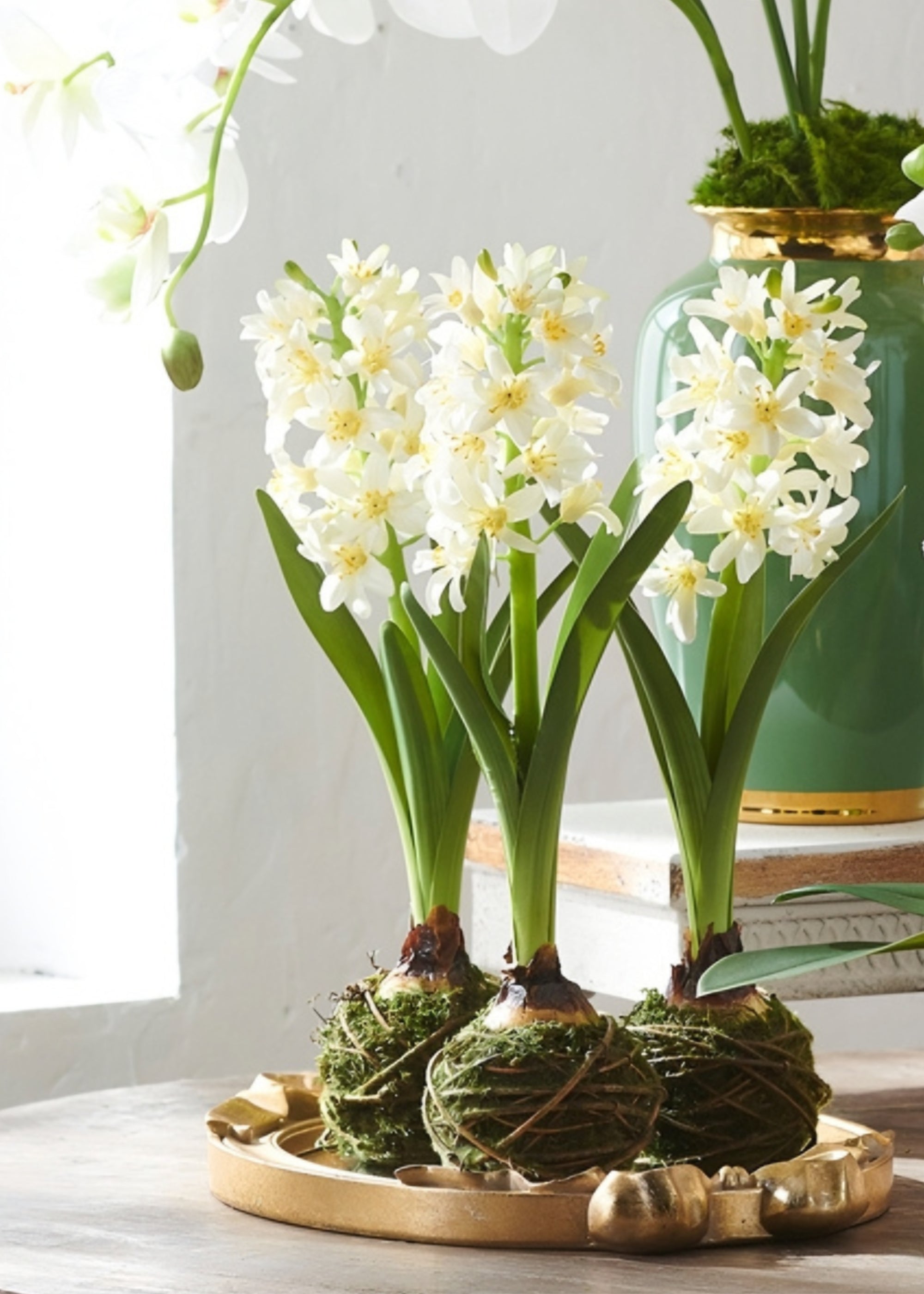 White Artificial Blooming Spring Hyacinth Drop for Table Centerpiece