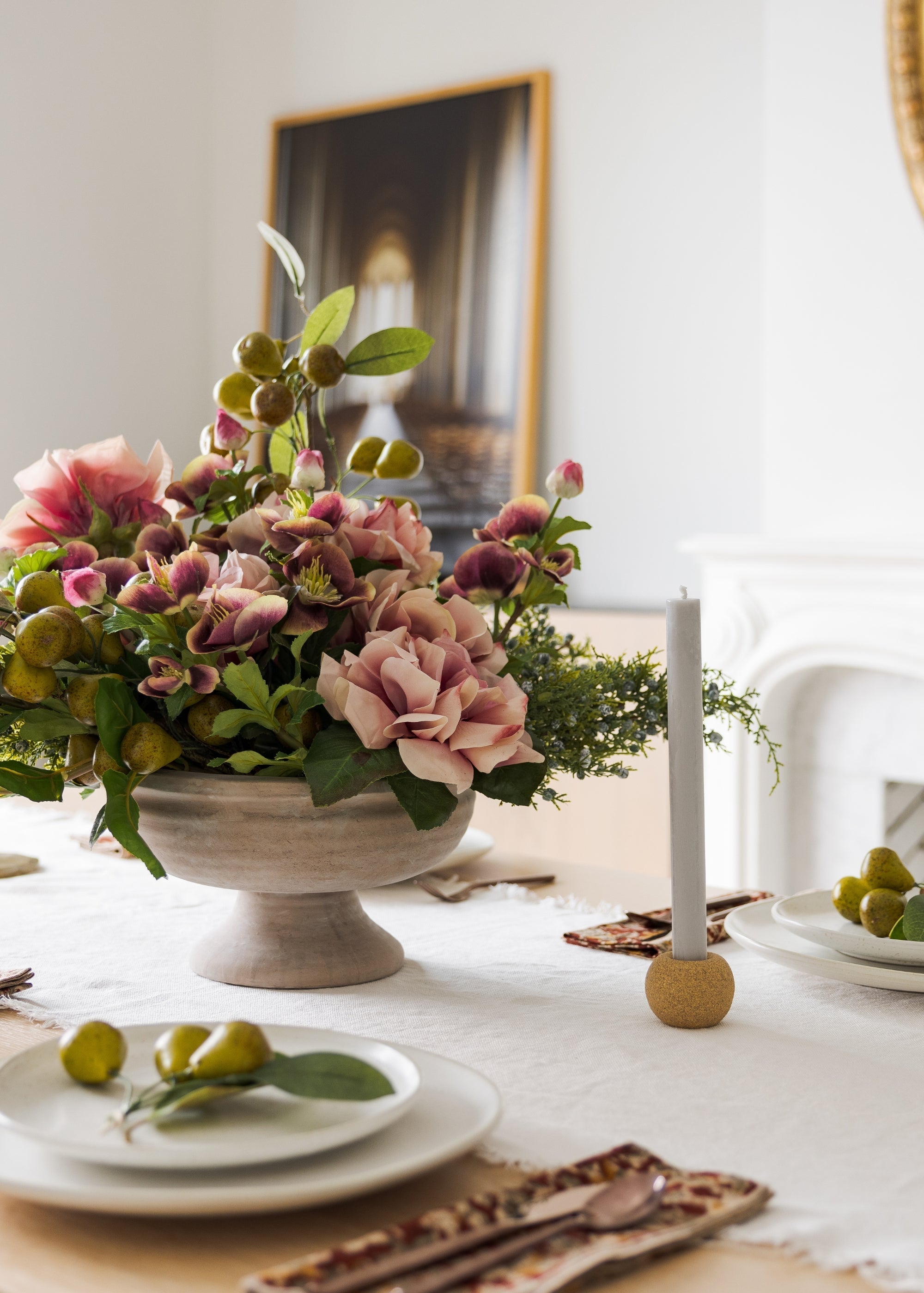 Burgundy Artificial Hellebore Stem for Home Decor