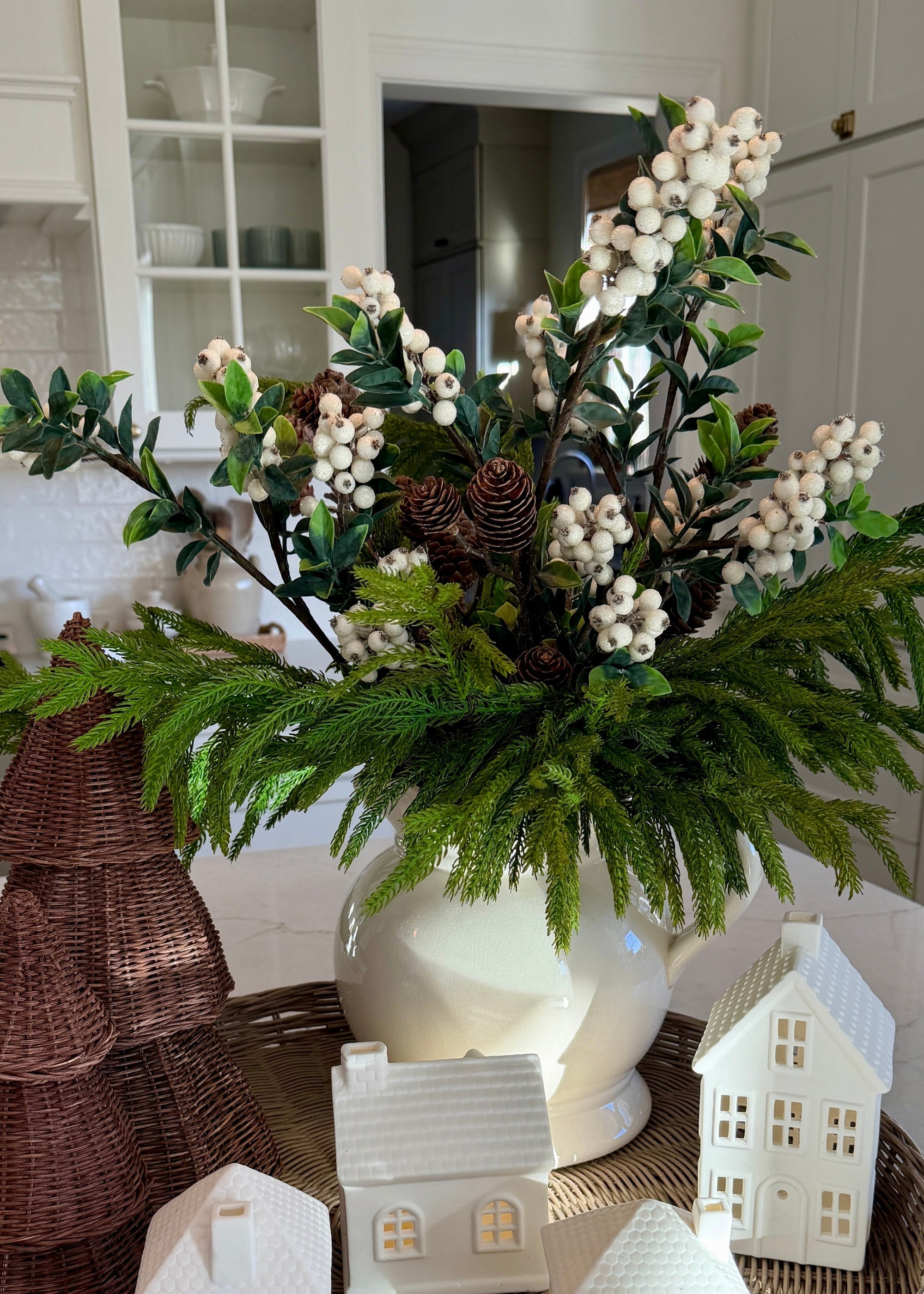 Cream Artificial Berry Branch for Table Centerpiece