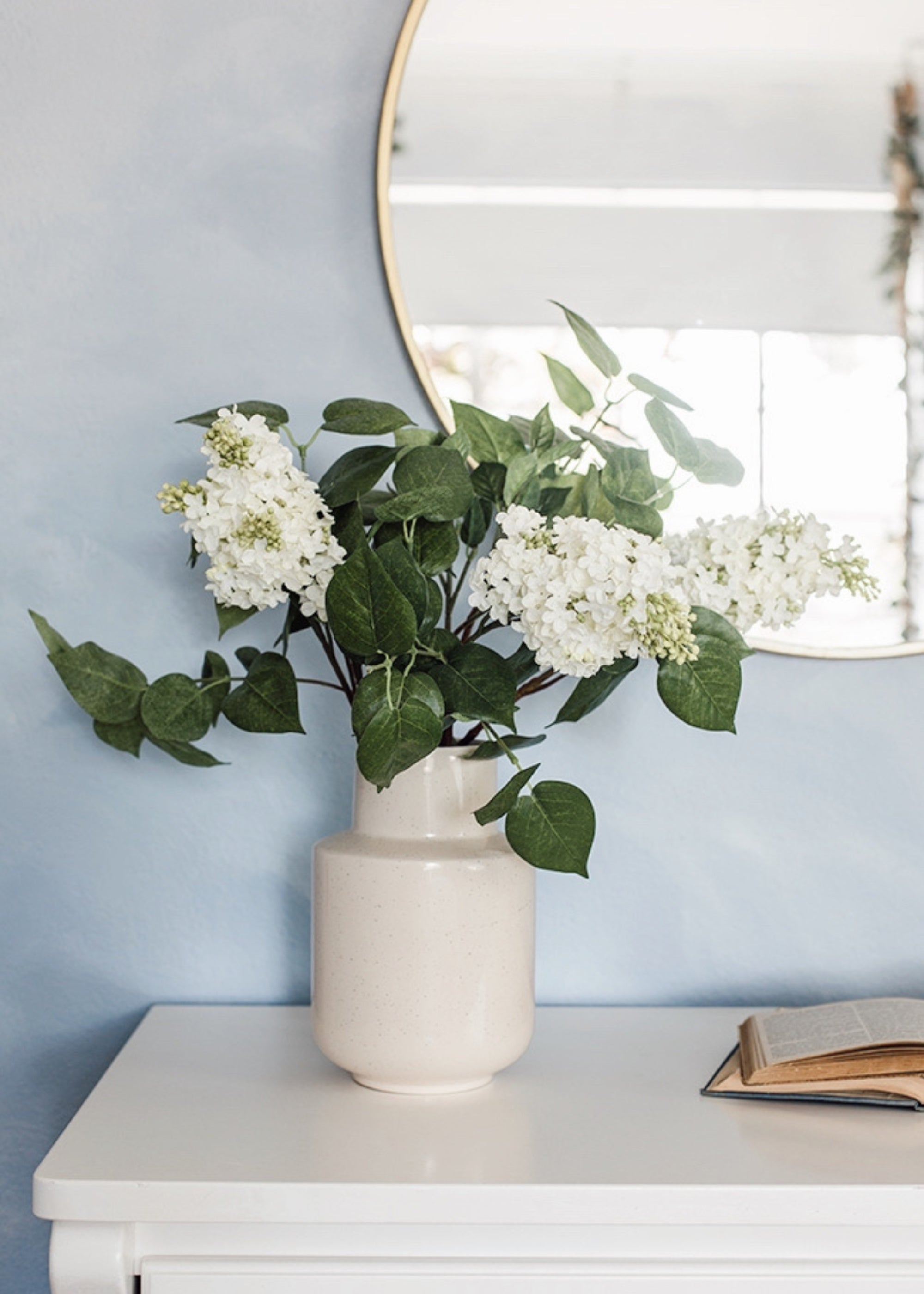 White Artificial Lilac Stem for Home Decor