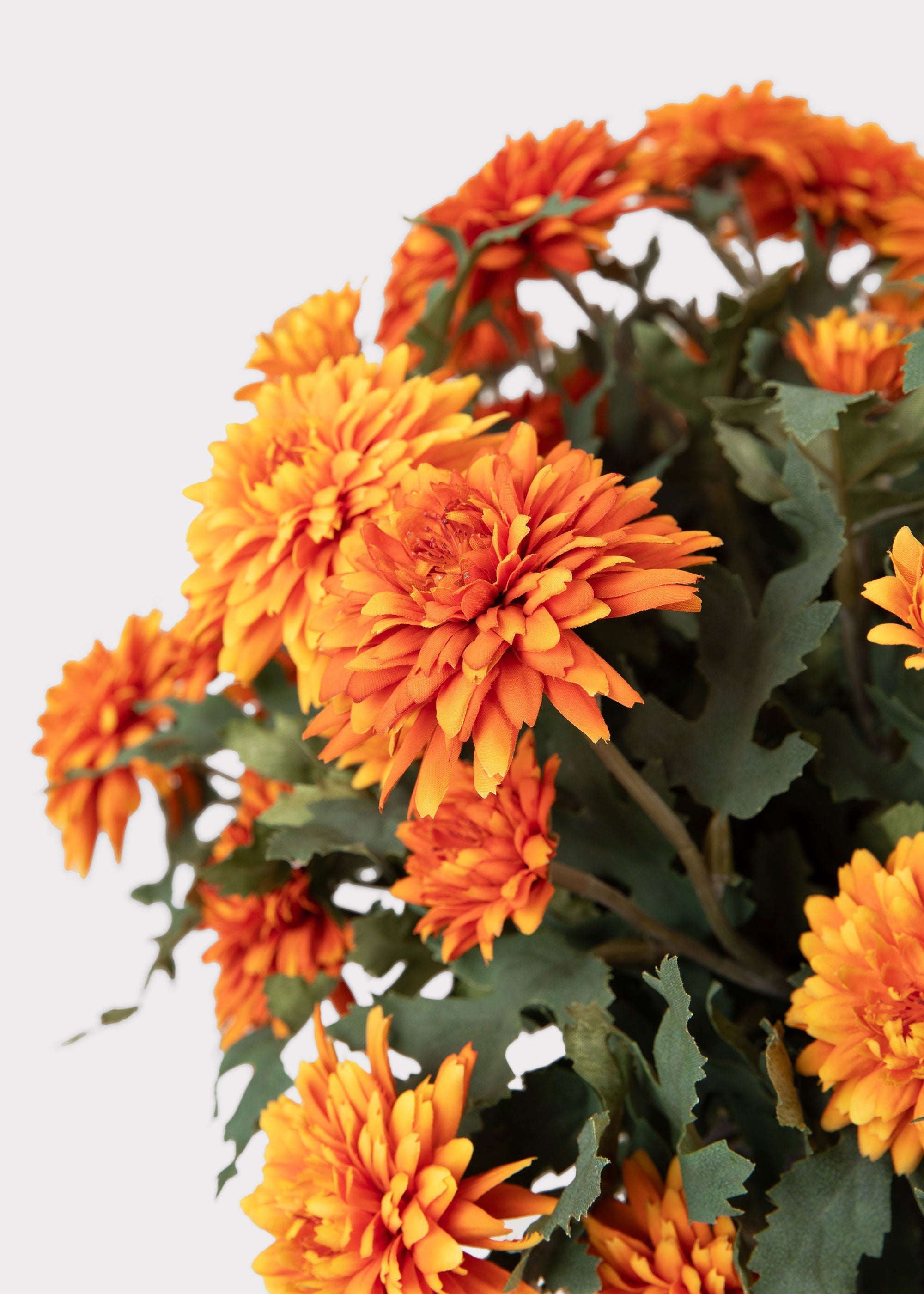 Orange Artificial Mum Potted Plant for Shelf Styling