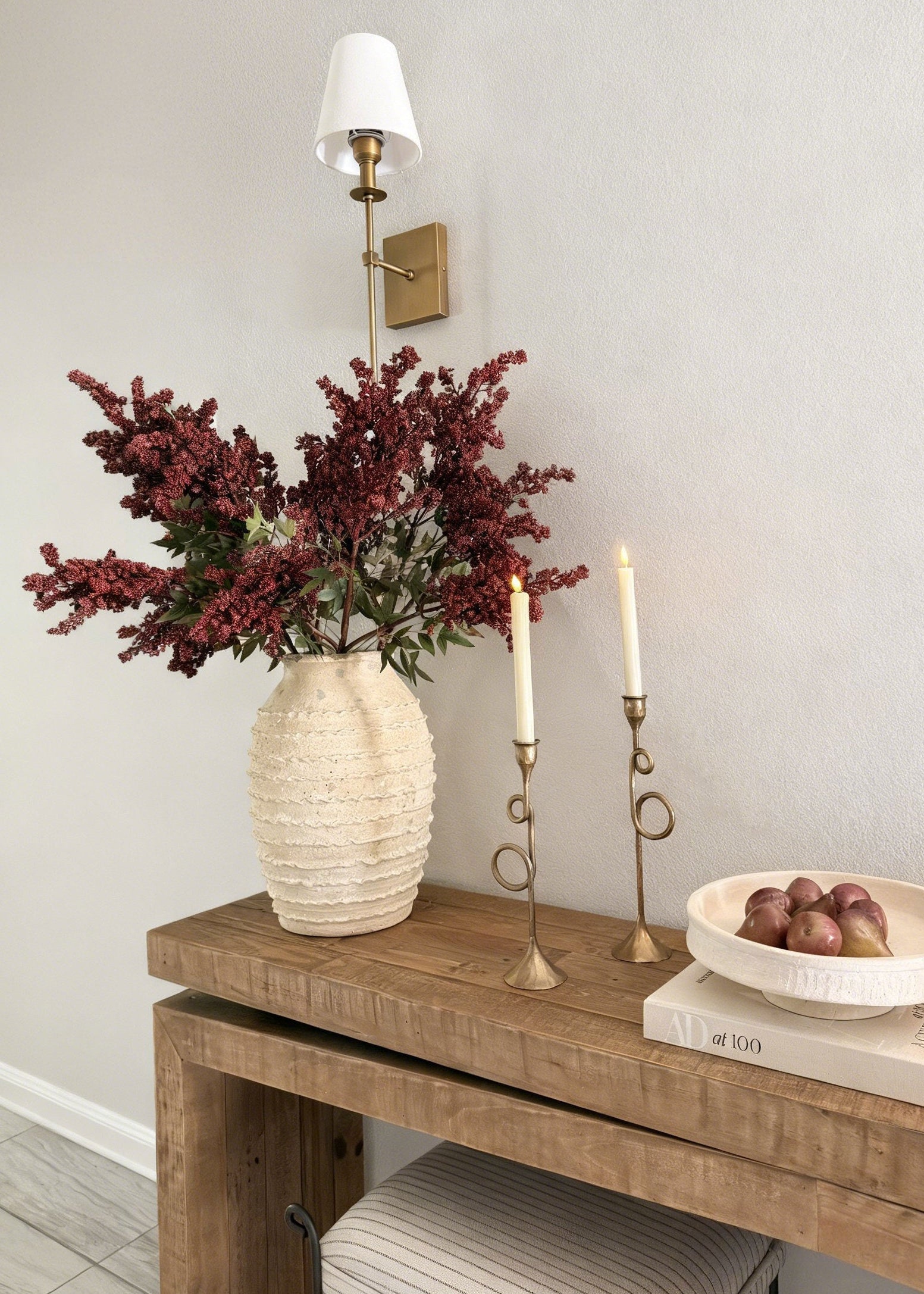 Burgundy Artificial Berry Branch for Home Decor