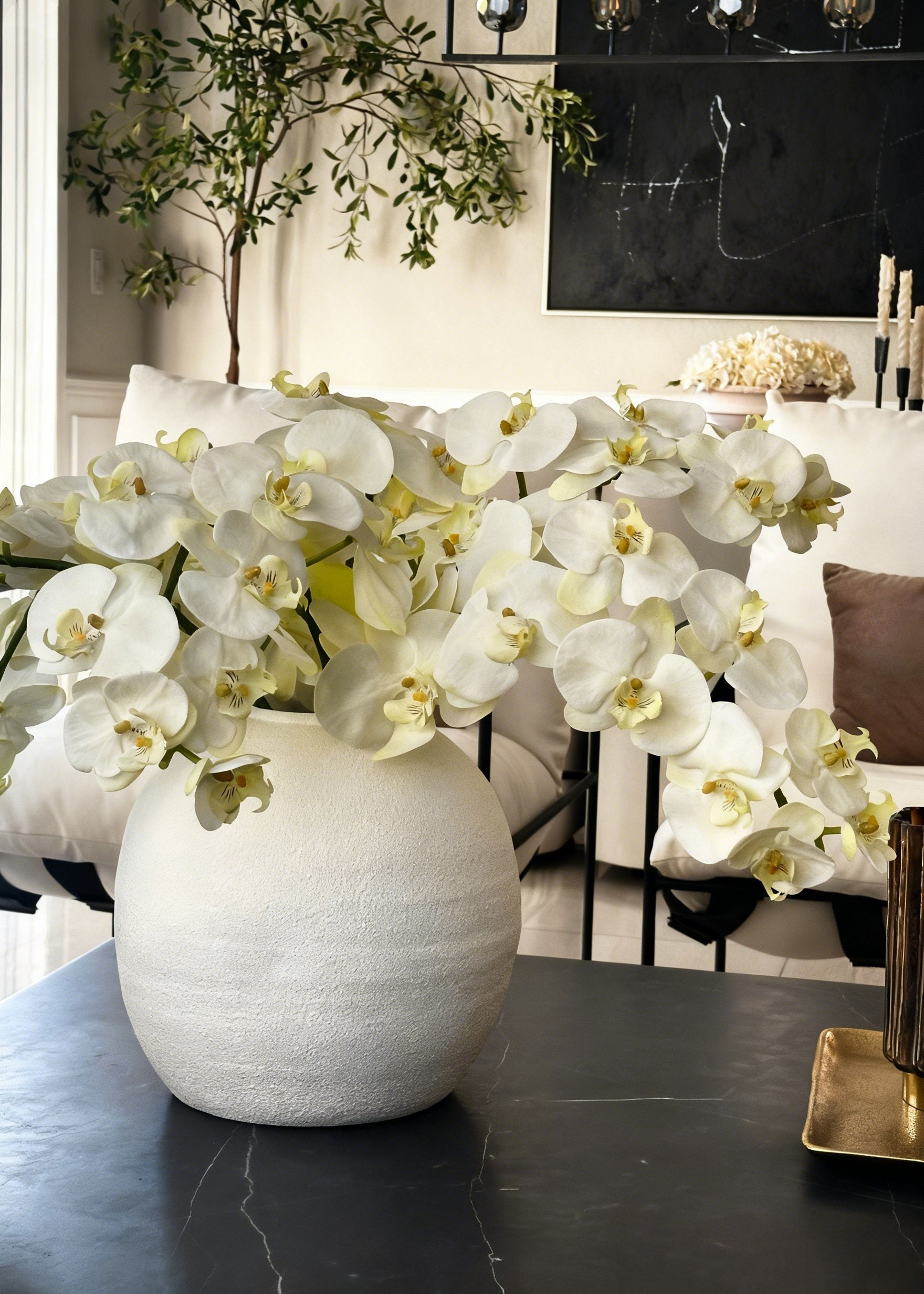 Cream Artificial Orchid Arrangement for Home Decor