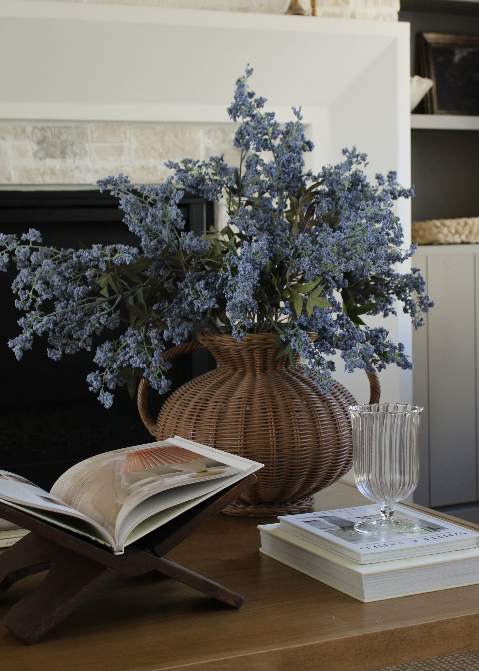 Blue Artificial Berry Branch for Entryway Arrangement