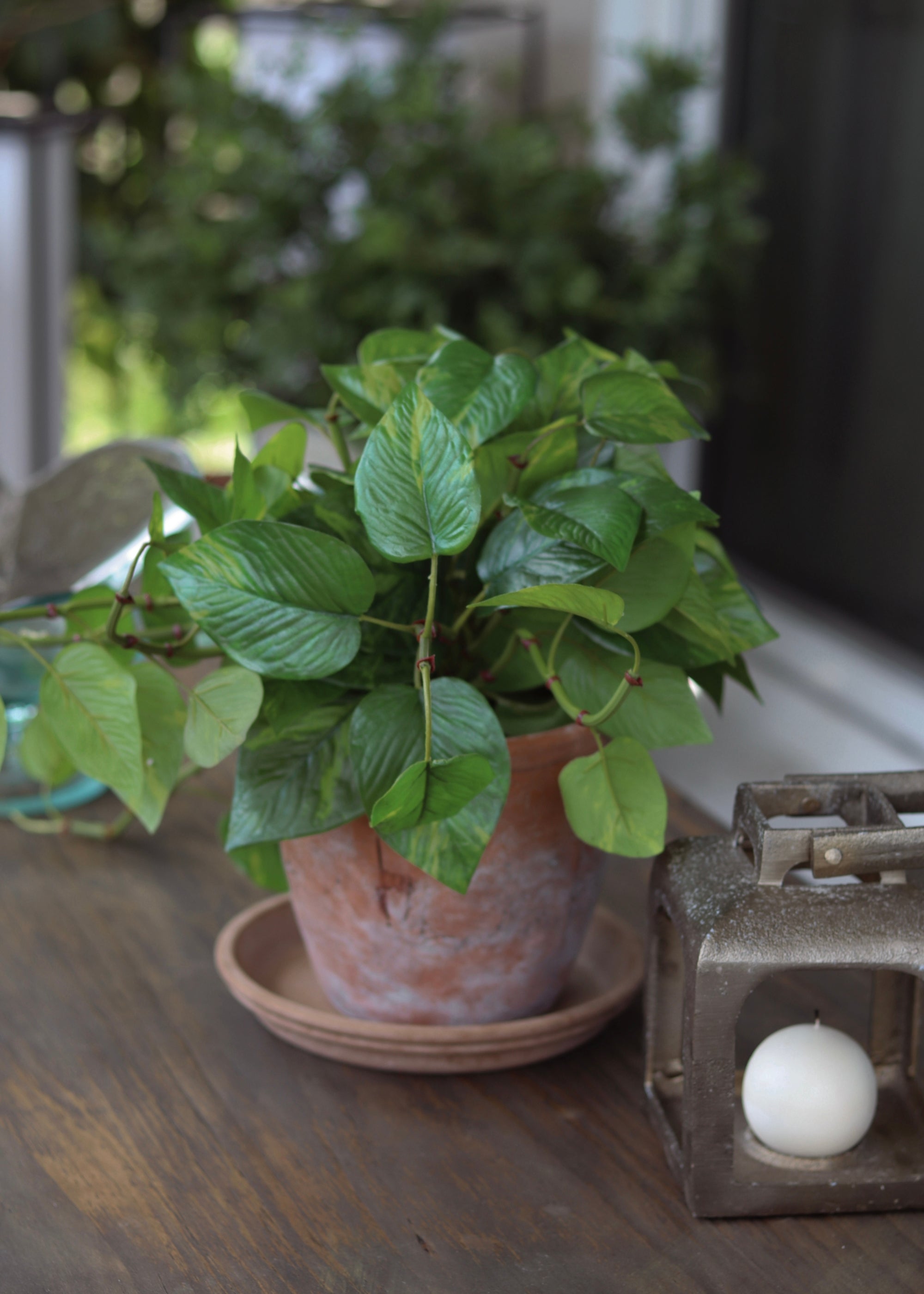 Green Artificial Outdoor Pothos Real Touch Potted for Home Decor