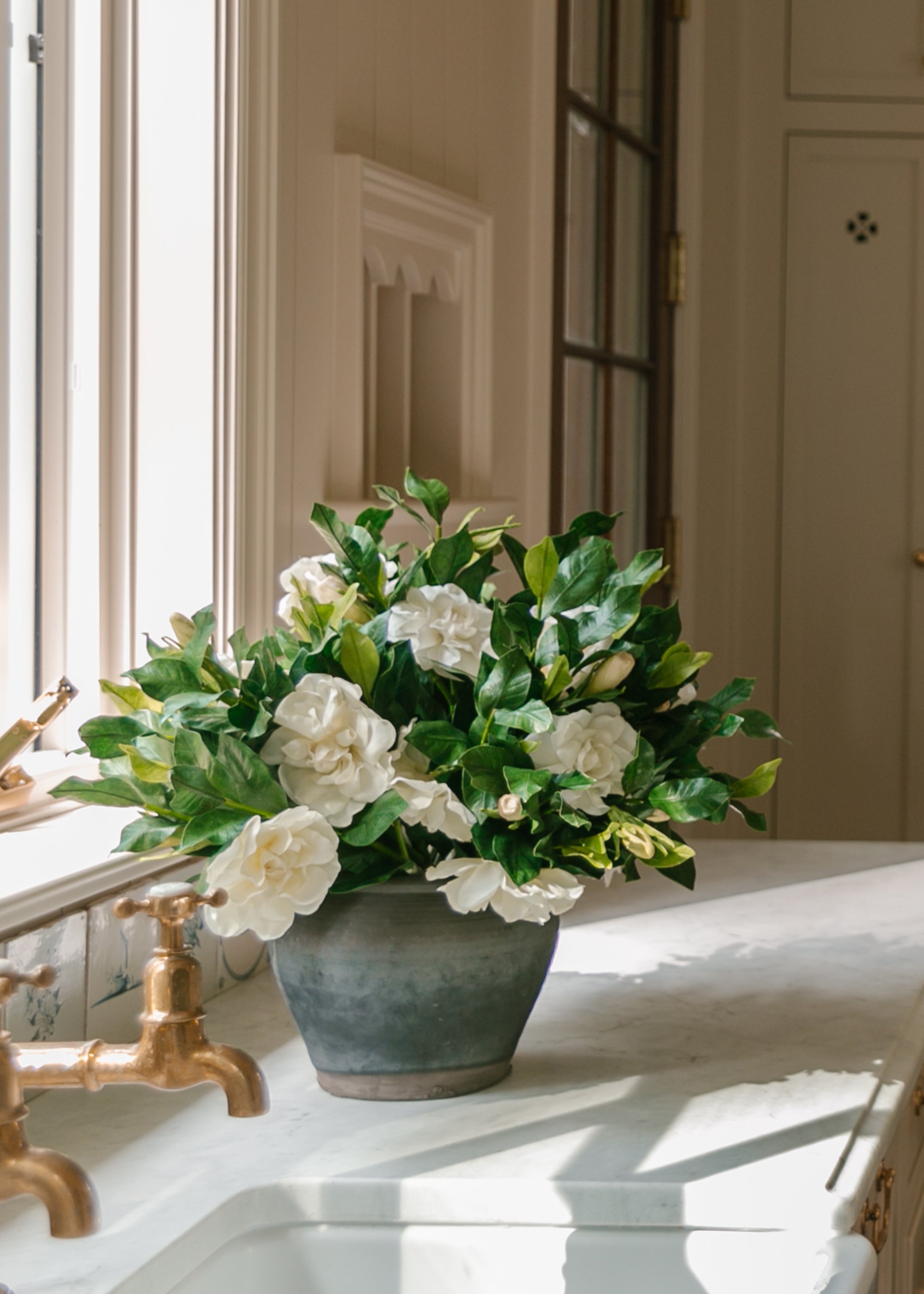 White Artificial Premium Gardenia Branch for Home Decor
