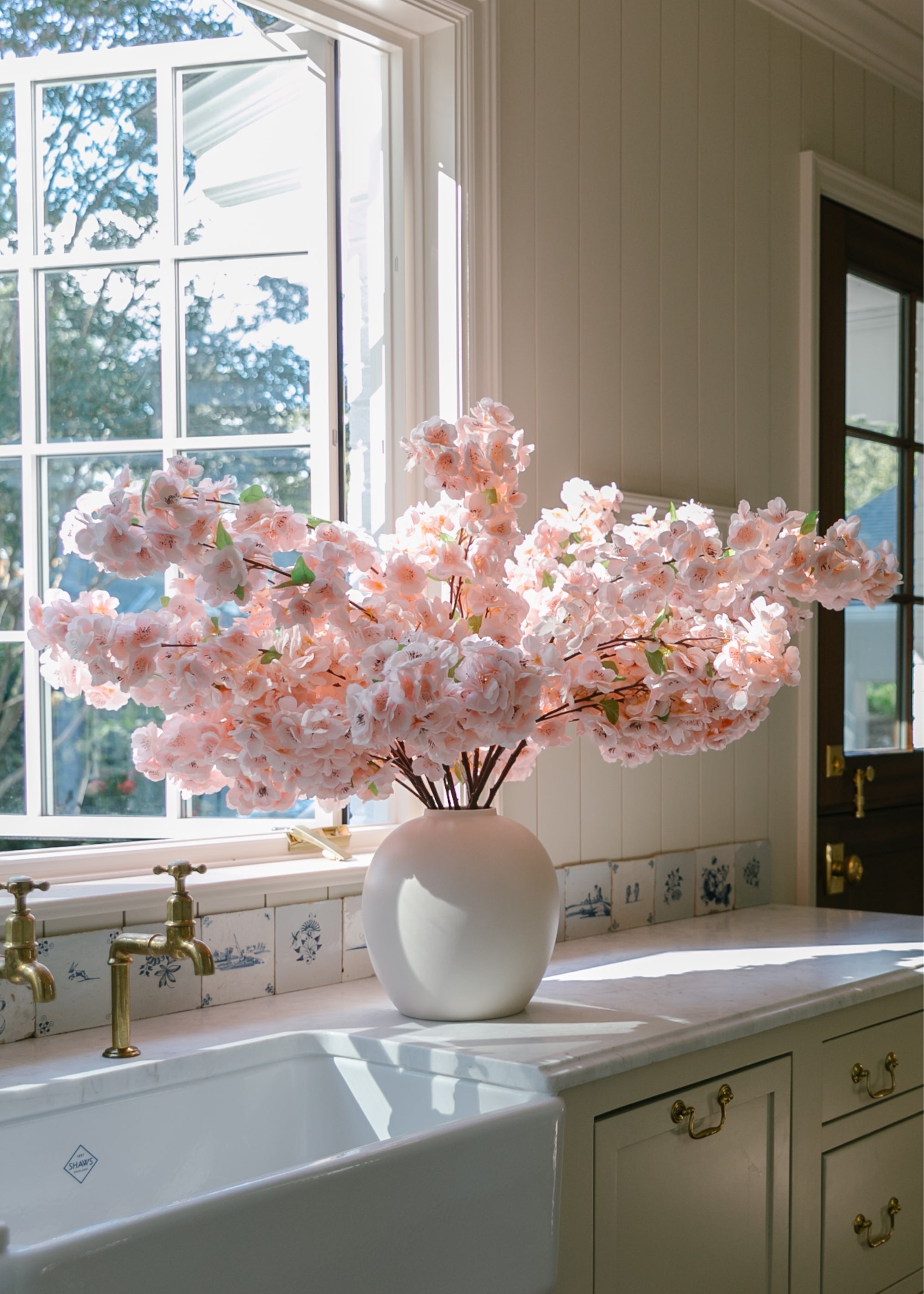 Pink Artificial Cherry Blossom Stem for Vase Styling