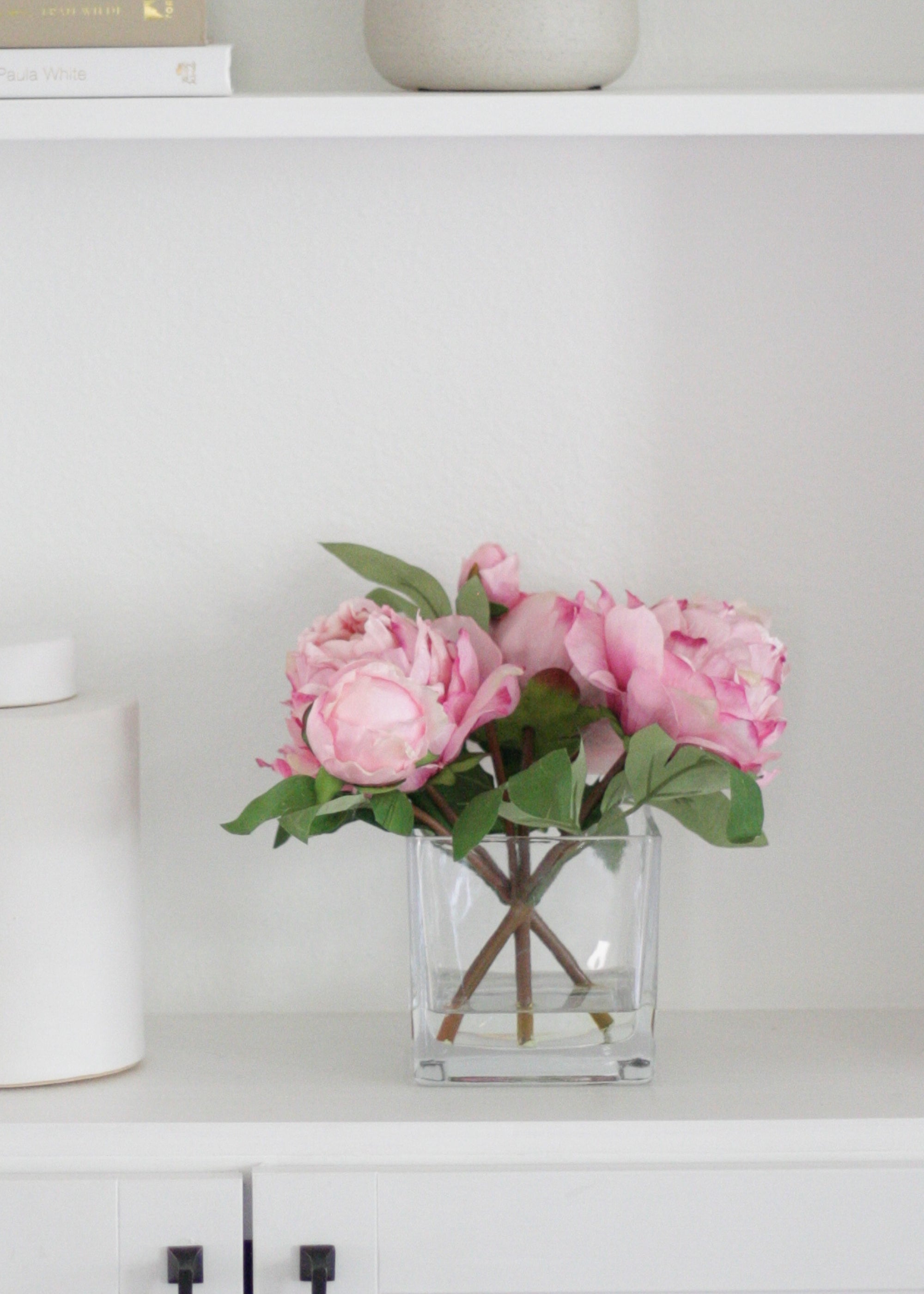 Pink Artificial Peony Arrangement for Shelf Styling