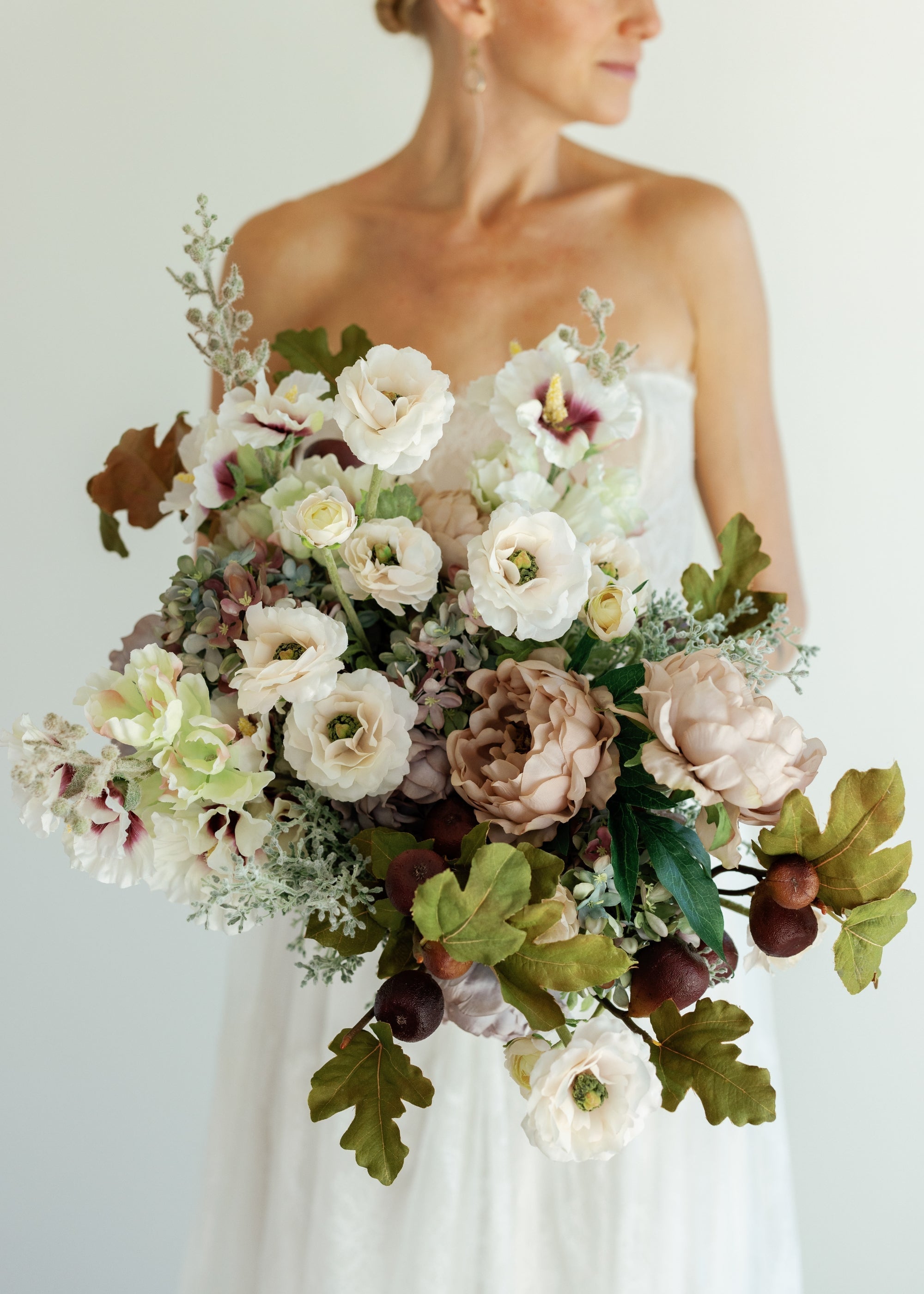 Beige Artificial Peony Stem for Table Centerpiece