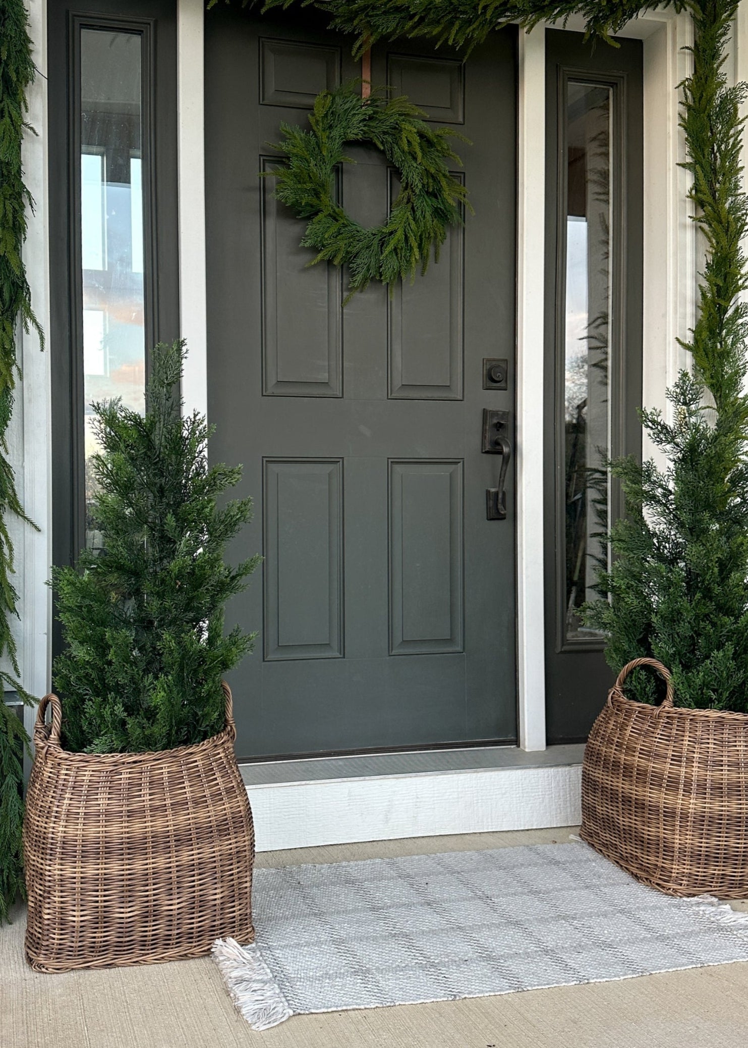 Cedar Topiary Tree for Entryway Arrangement
