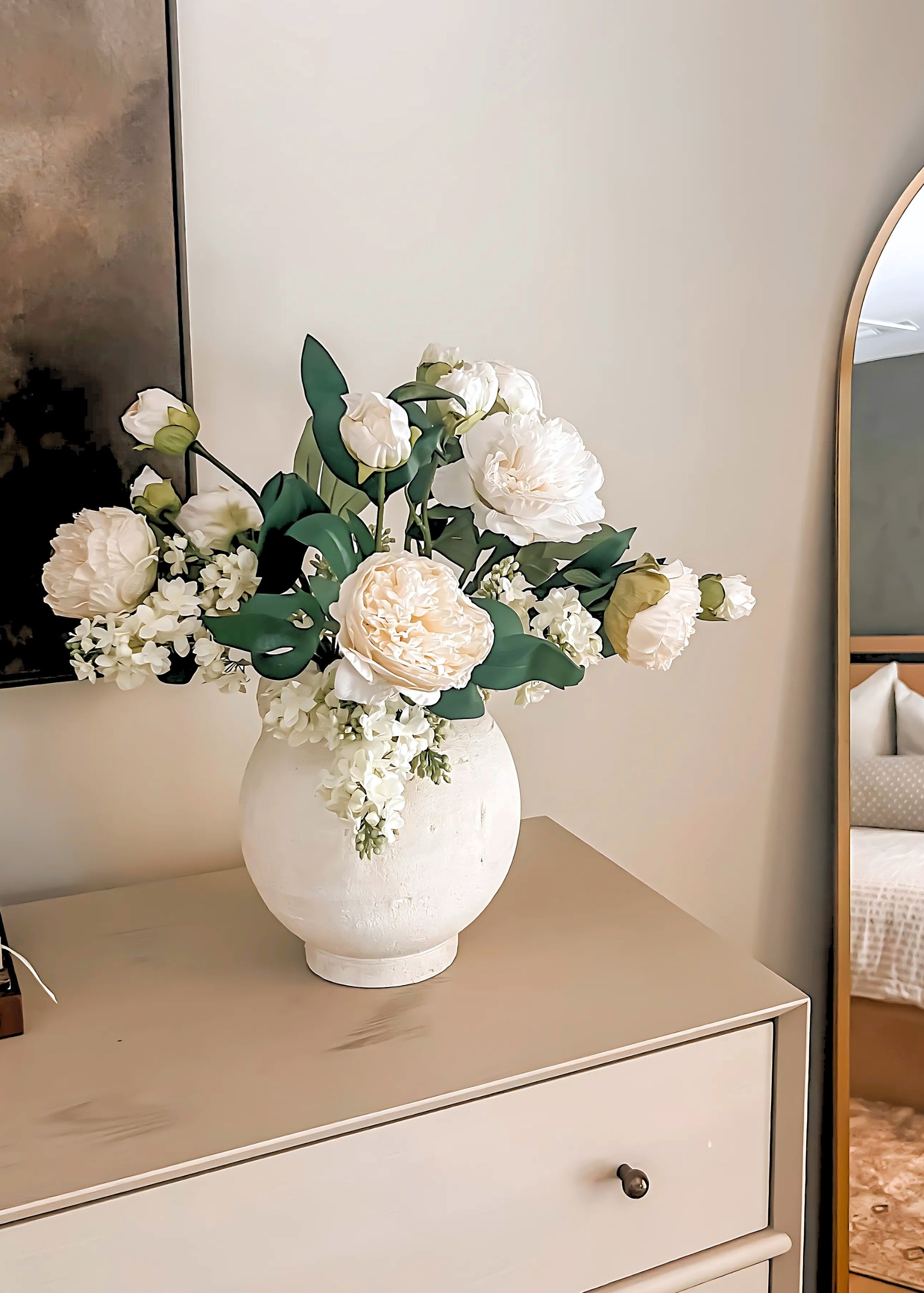 Cream Artificial Peony Stem for Home Decor