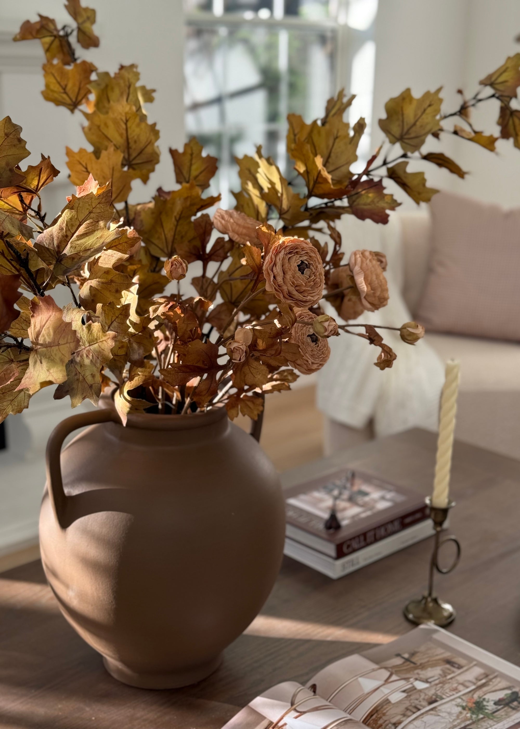 Beige Artificial Ranunculus Stem for Home Decor