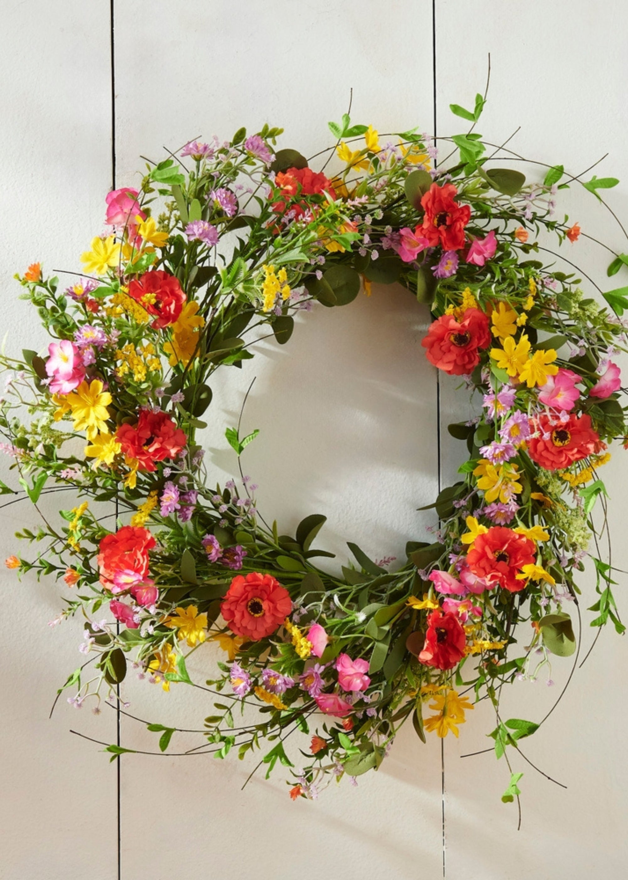 Artificial Colorful Spring Floral Wreath for Home Decor