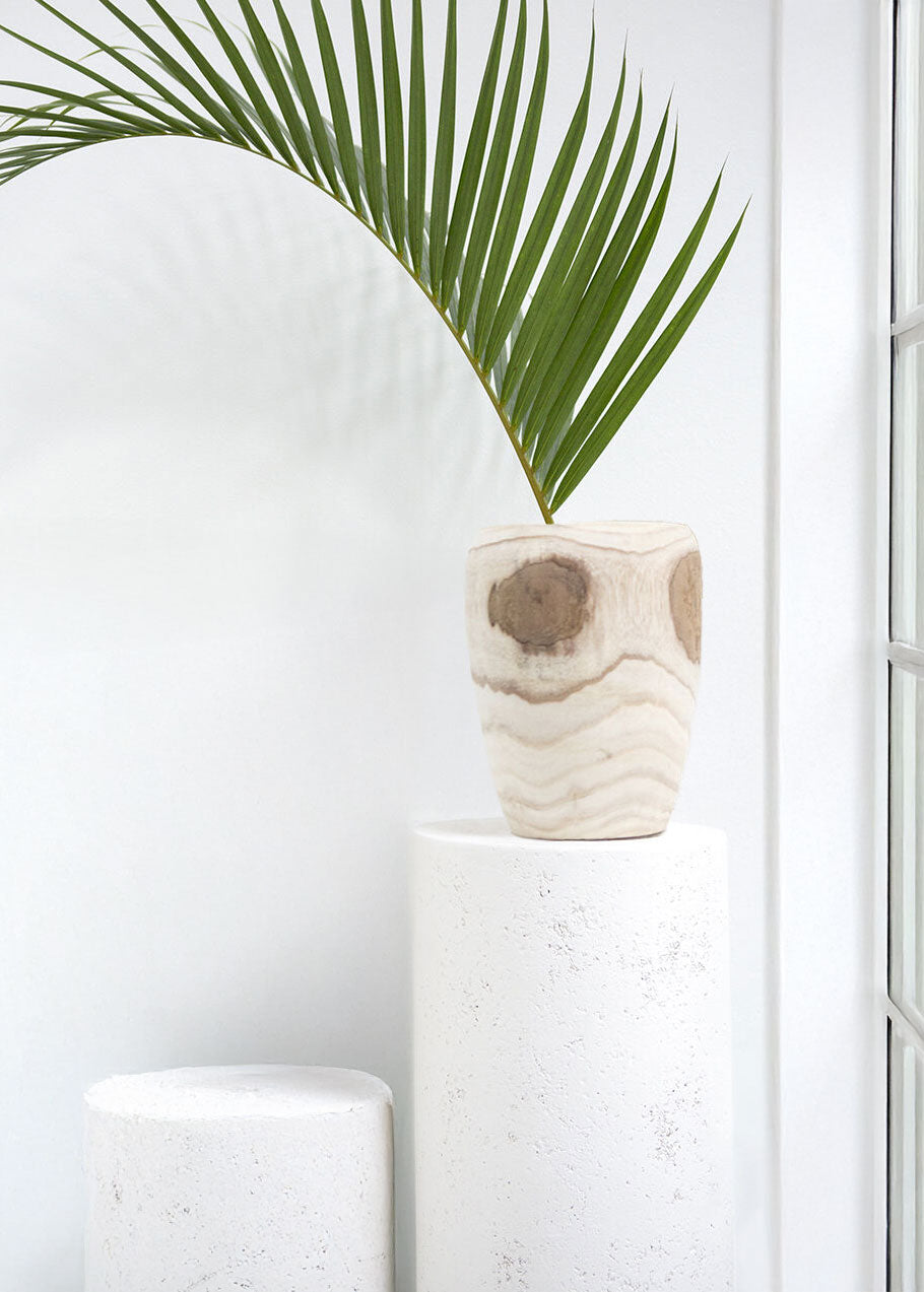 Brown Large Wood Floral Vase for Home Decor